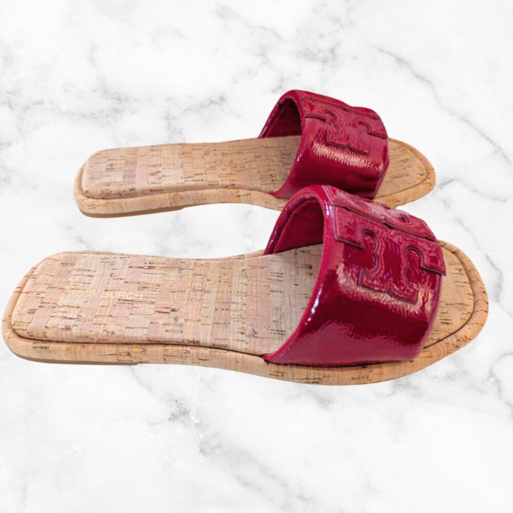 TORY BURCH | Double T Sport Slide Sandals in Red | Women’s 8.5 Slip-On - Picture 3 of 14